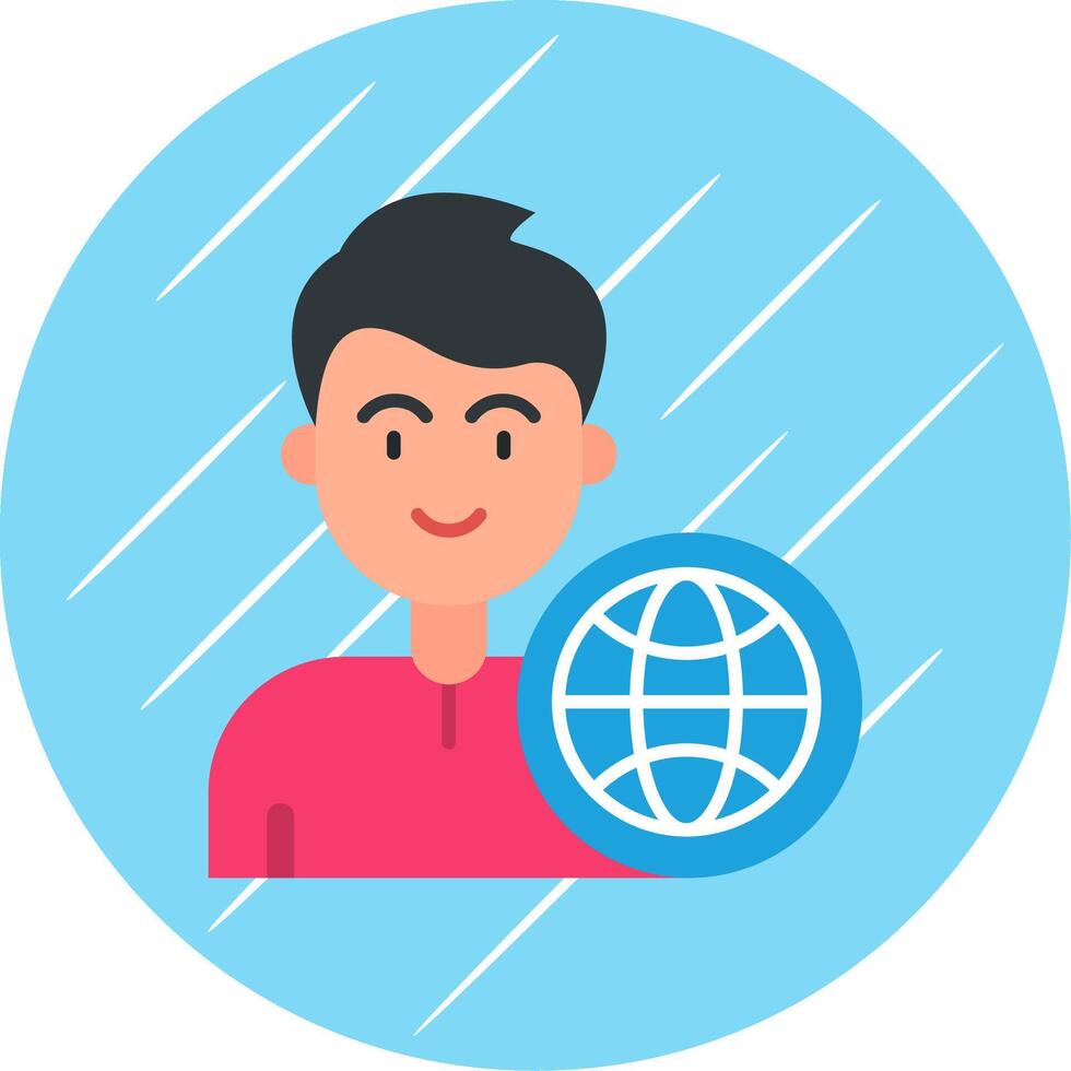 Global Flat Blue Circle Icon vector