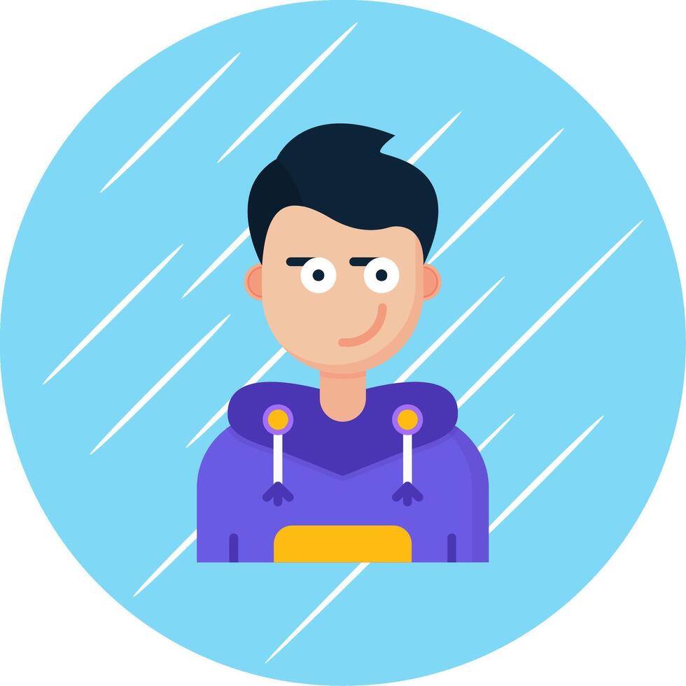 Smirking Flat Blue Circle Icon vector