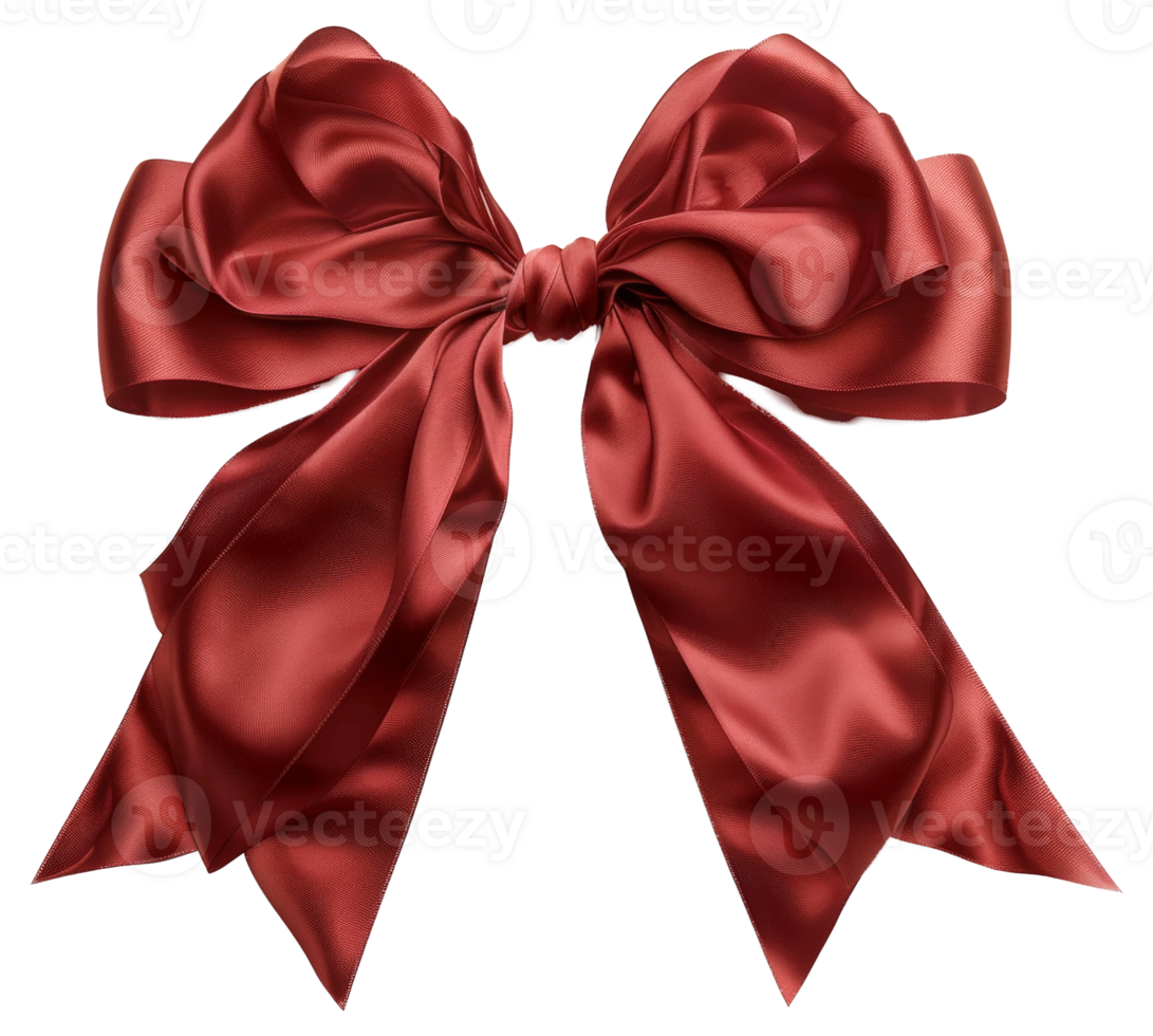 AI generated Red satin bow on transparent background - stock png. png