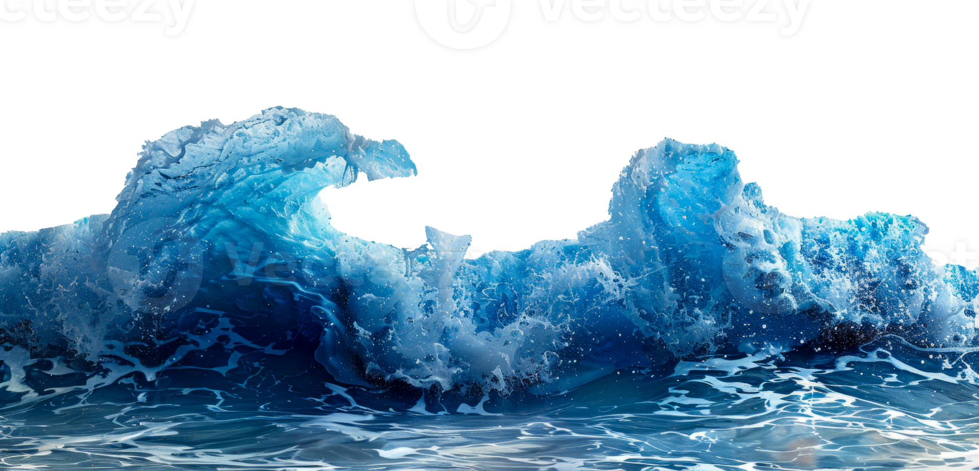 AI generated Dynamic ocean wave cresting with foam on transparent background - stock png. png