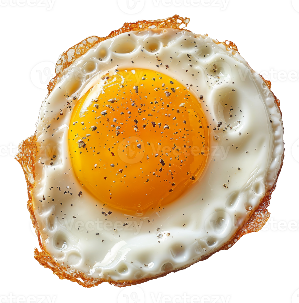AI generated Sunny side up fried egg with cracked pepper on transparent background - stock png. png