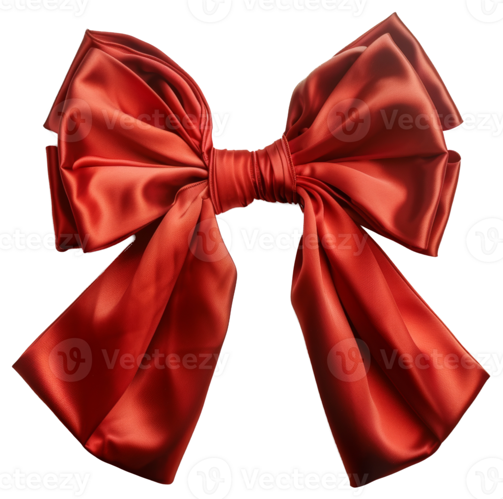 AI generated Red satin bow on transparent background - stock png. png