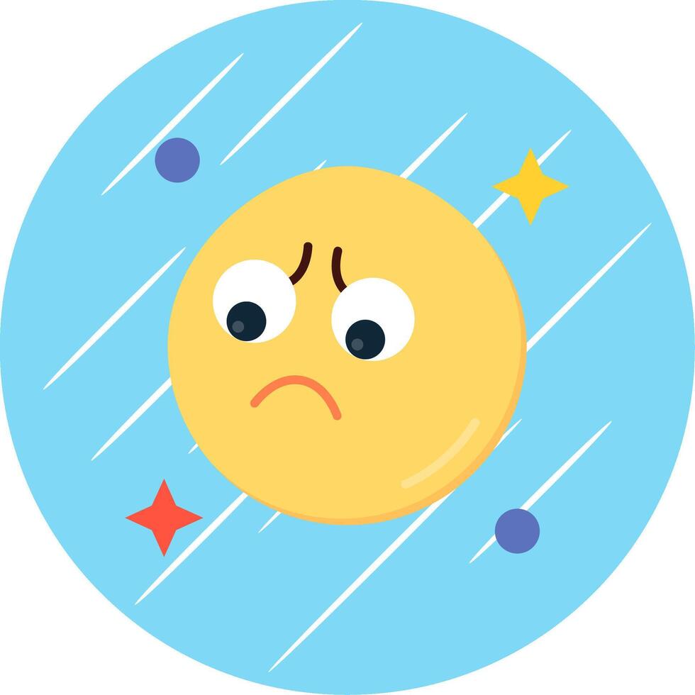 Sad Flat Blue Circle Icon vector