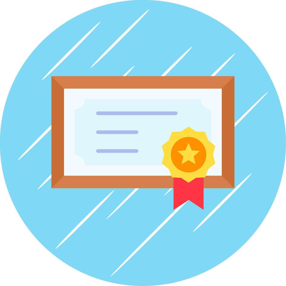 certificado plano azul circulo icono vector