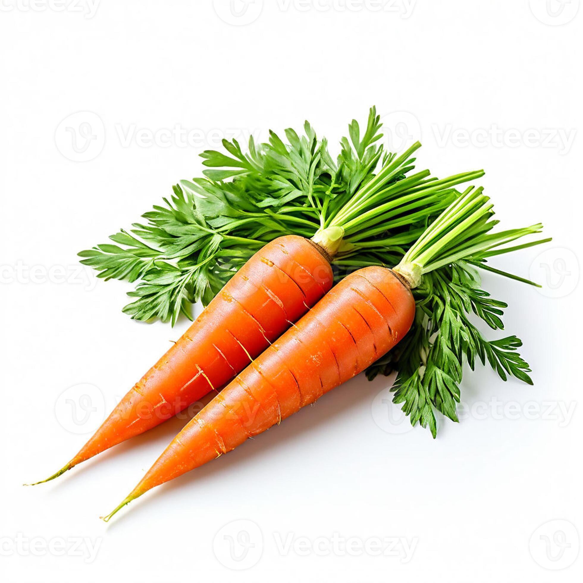 AI generated fresh raw carrots on a white background 41680534 Stock