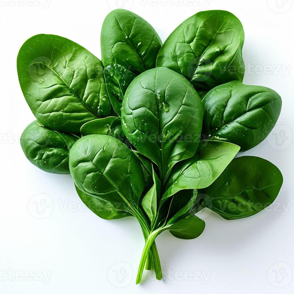 AI generated Spinach series on white background photo