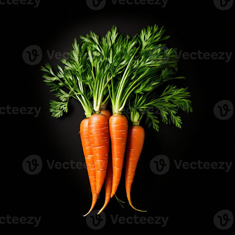 AI generated fresh raw carrots on a white background photo