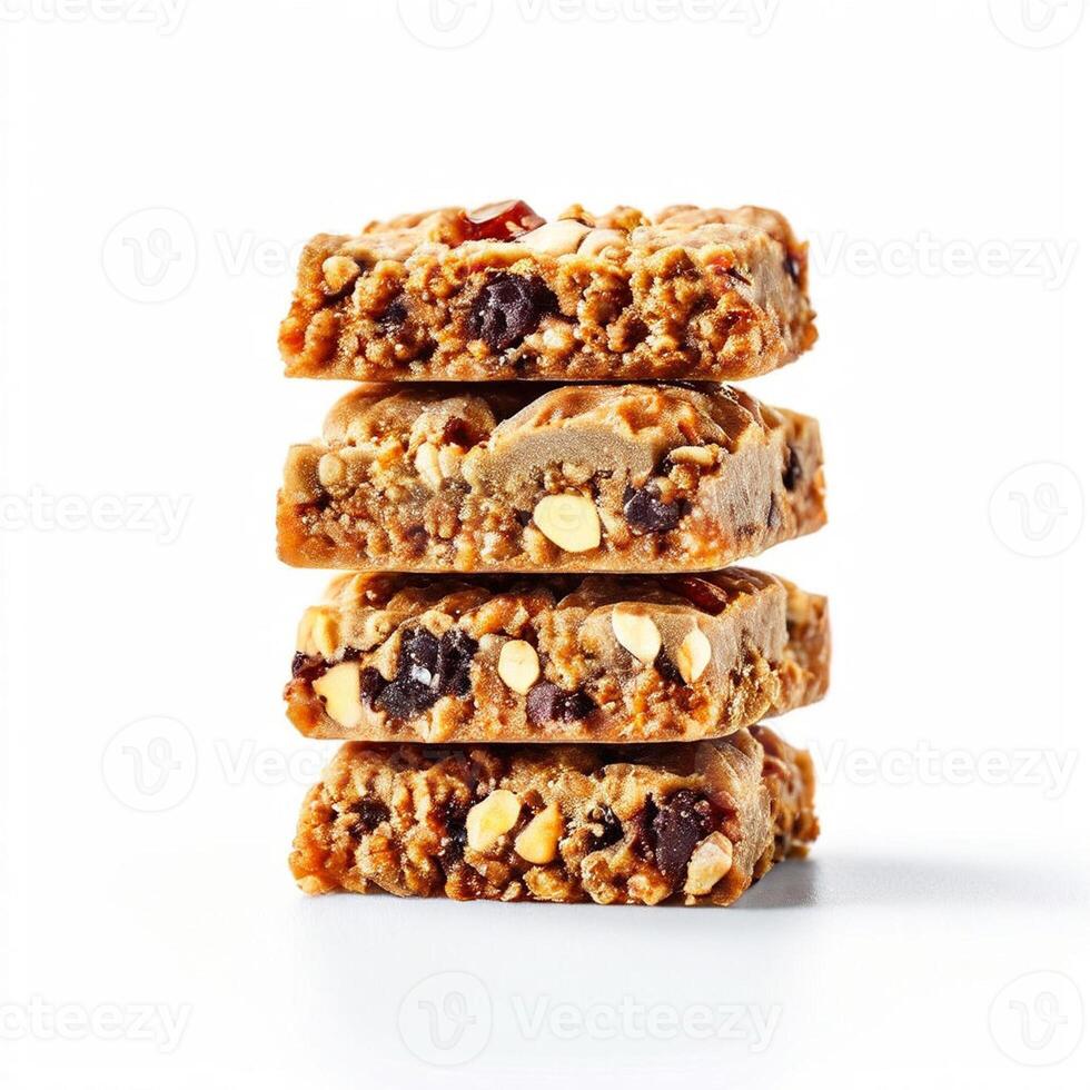 AI generated hemp granola bar isolated on white background photo