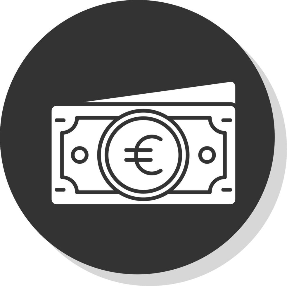 euro glifo gris circulo icono vector
