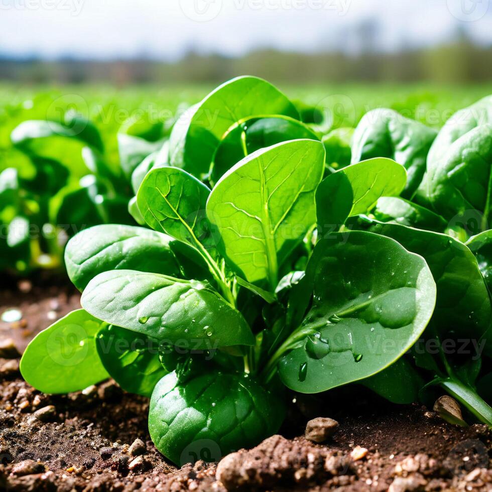 AI generated fresh spinach on white background photo