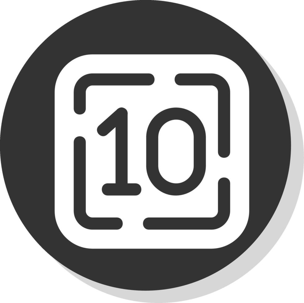 Ten Glyph Grey Circle Icon vector