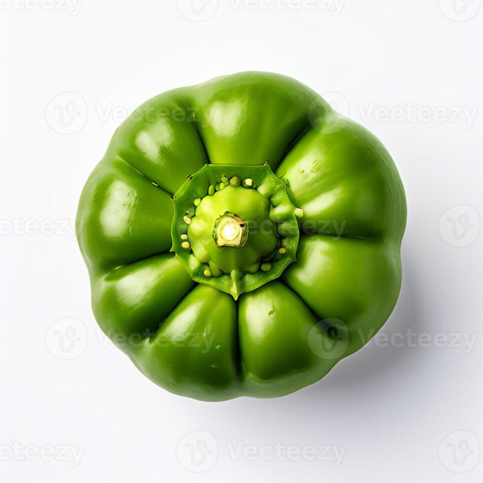ai generado verde dulce pimienta en blanco antecedentes foto