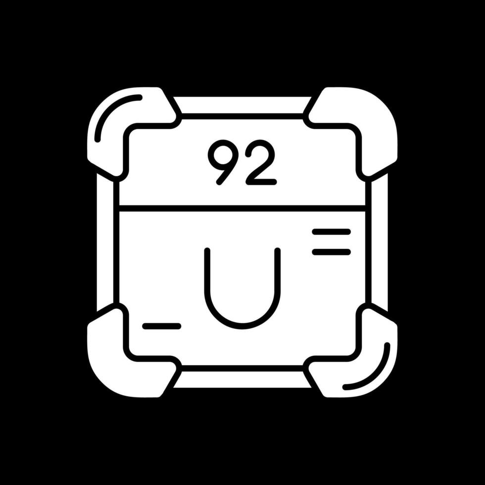 uranio glifo invertido icono vector