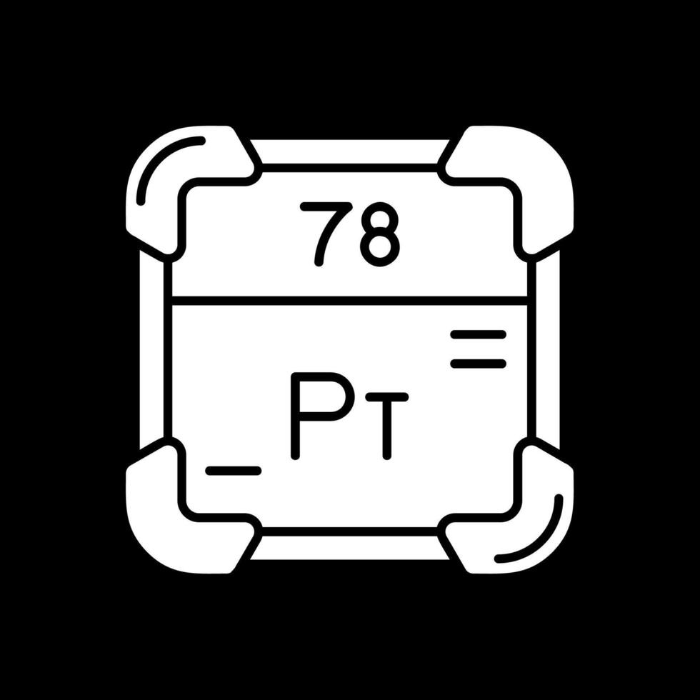 platino glifo invertido icono vector