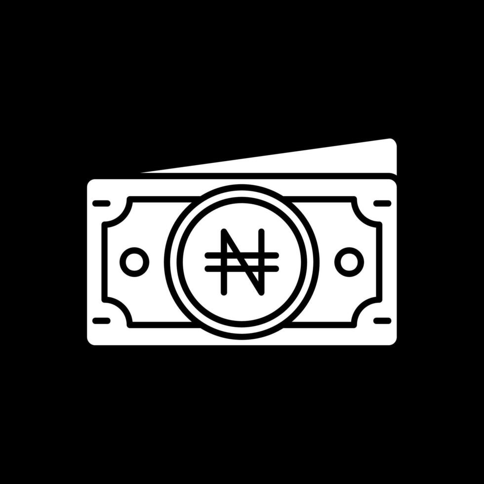 naira glifo invertido icono vector