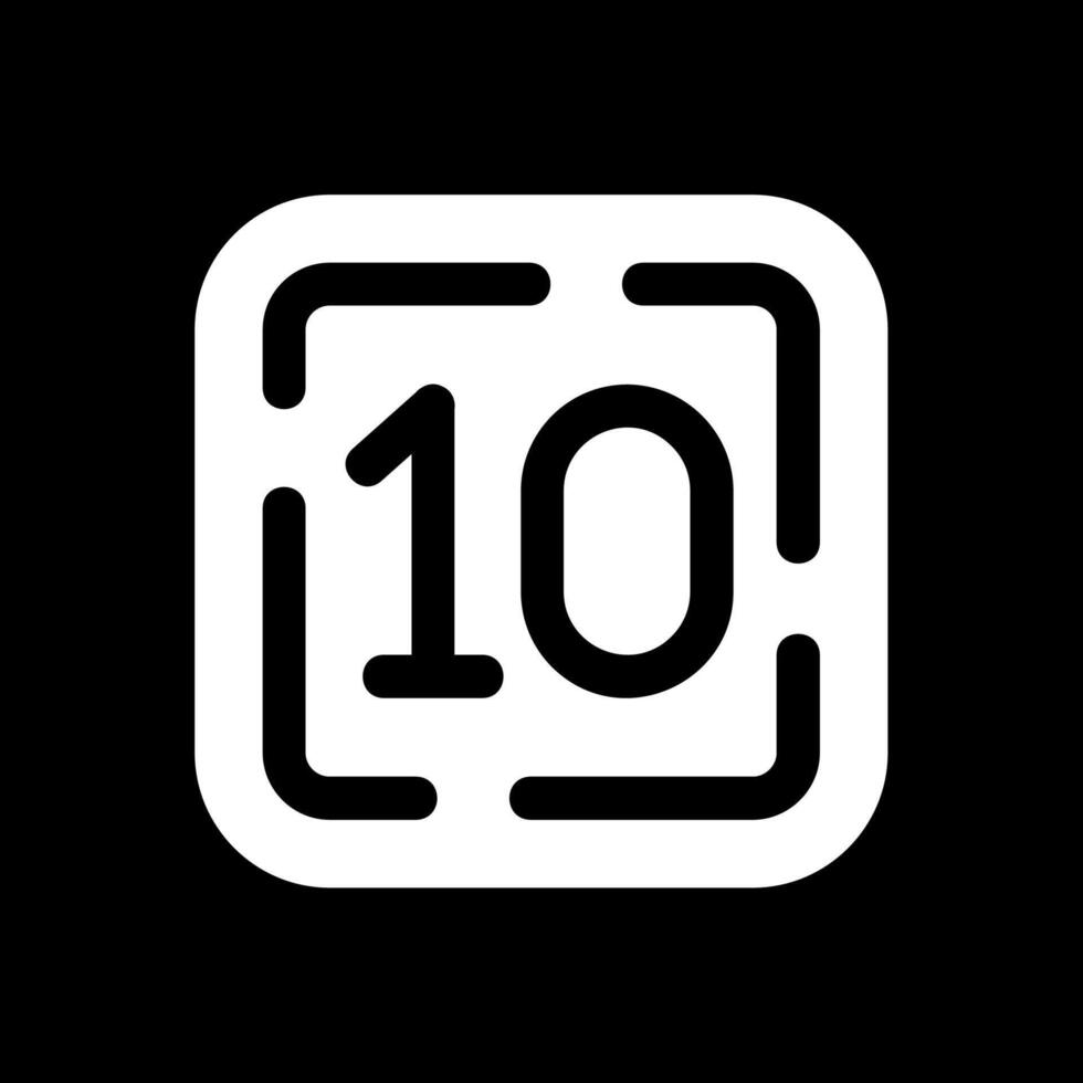 Ten Glyph Inverted Icon vector