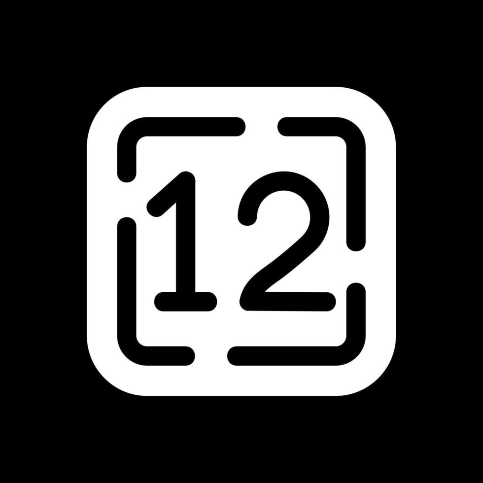 Twelve Glyph Inverted Icon vector