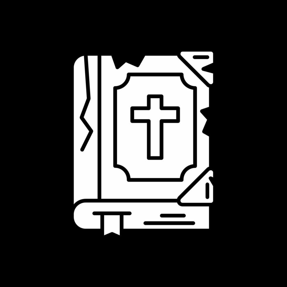 Biblia glifo invertido icono vector