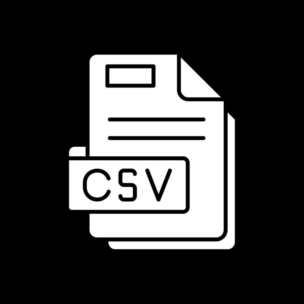 csv glifo icono invertido vector