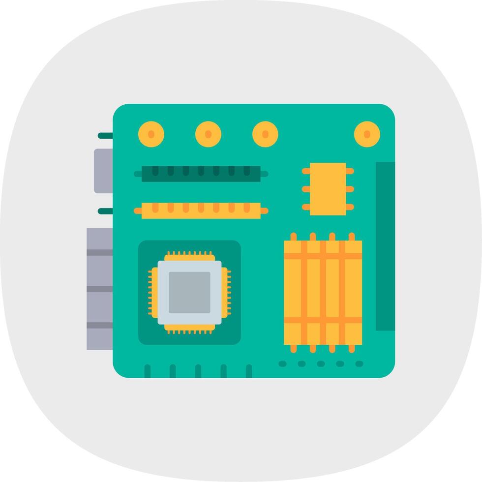 Motherboard Flat Curve Icon vector