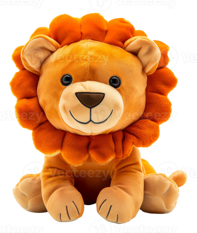 AI generated Plush lion toy with fluffy mane on transparent background - stock png. png