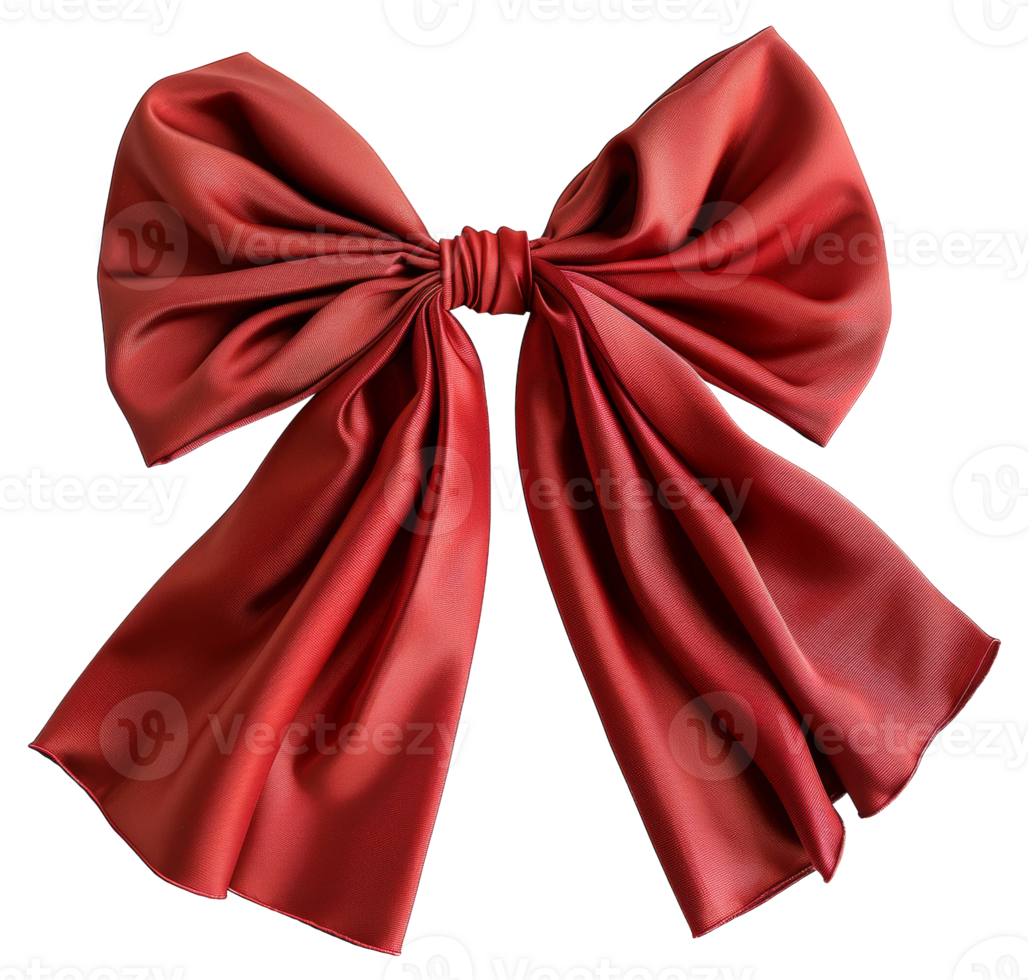 AI generated Red satin bow on transparent background - stock png. png
