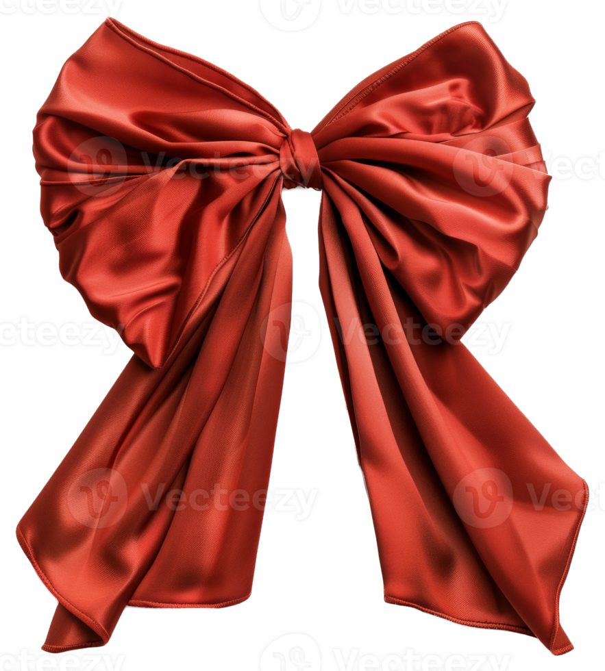 AI generated Red satin bow on transparent background - stock png. png