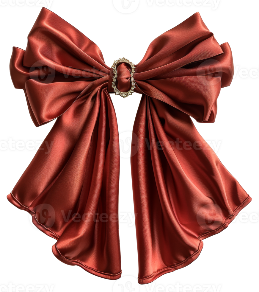 AI generated Red satin bow on transparent background - stock png. png