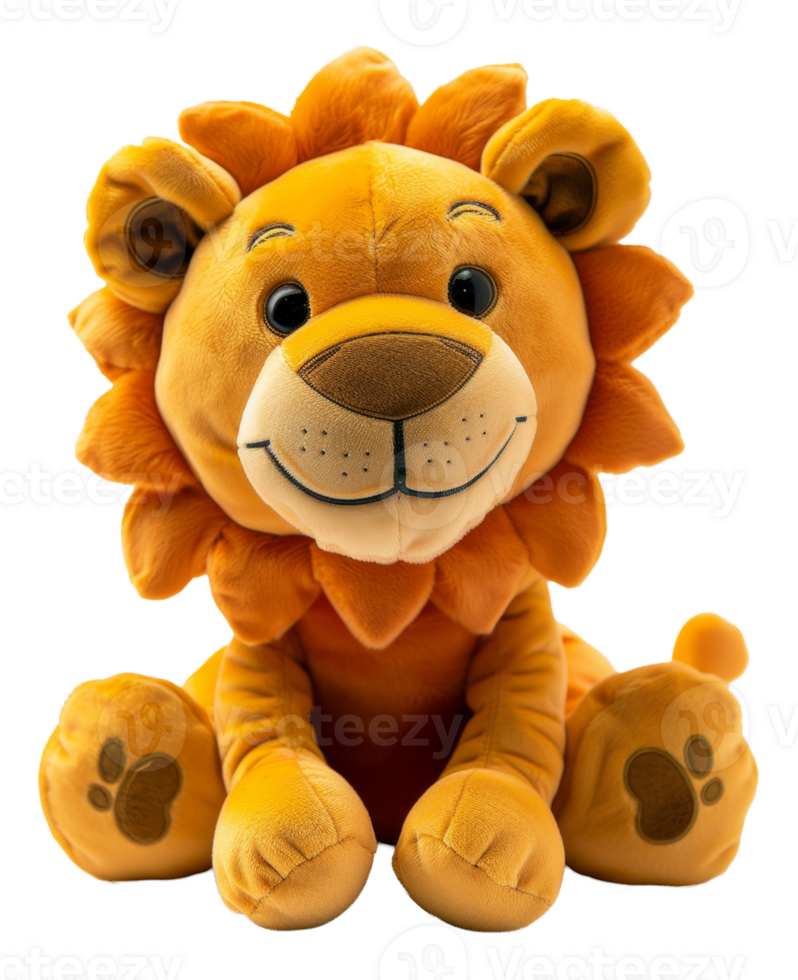 AI generated Plush lion toy with fluffy mane on transparent background - stock png. png