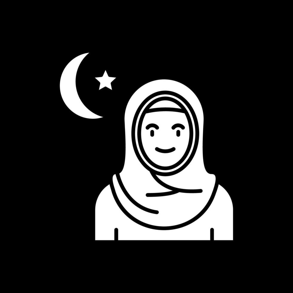 musulmán glifo invertido icono vector