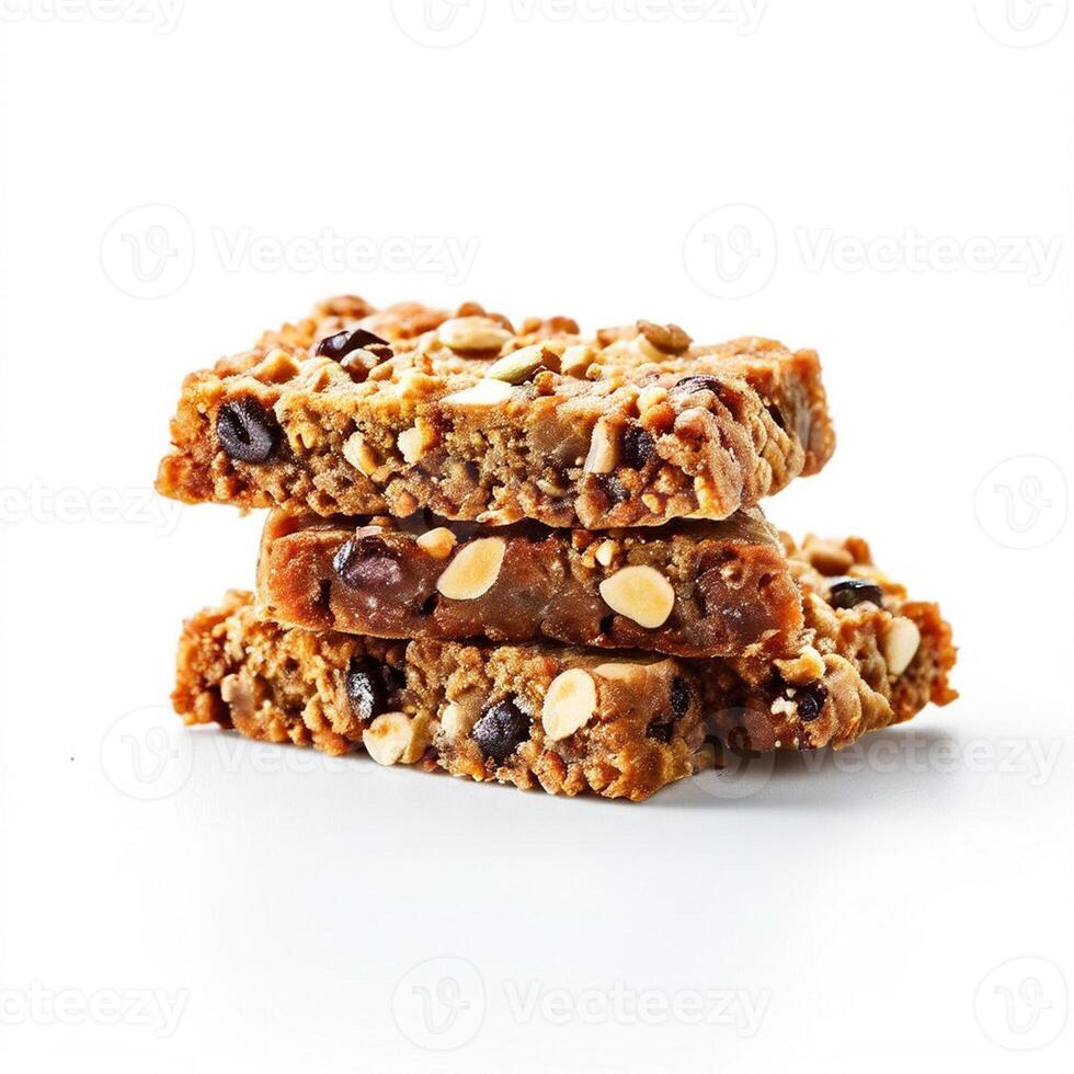 AI generated hemp granola bar isolated on white background photo