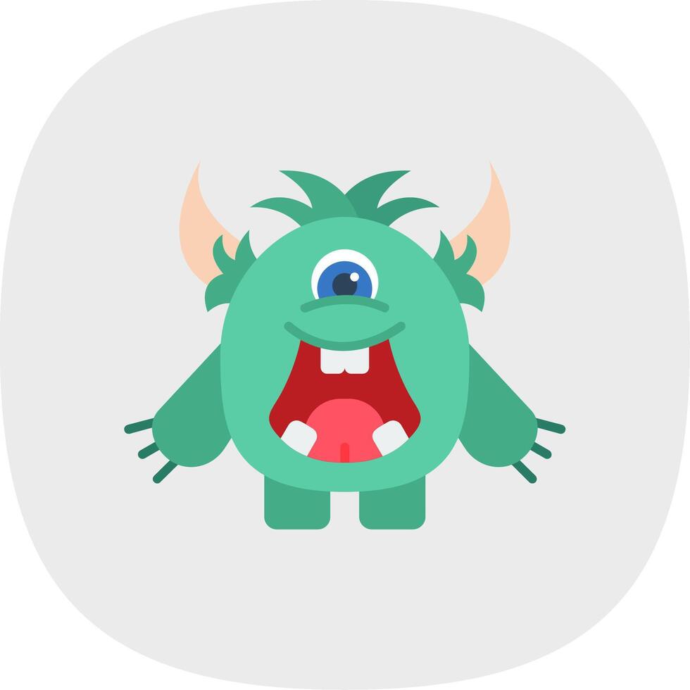 Monster Flat Curve Icon vector