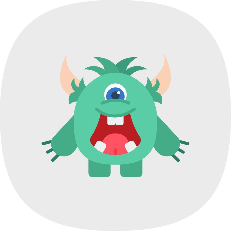 Monster Flat Curve Icon vector