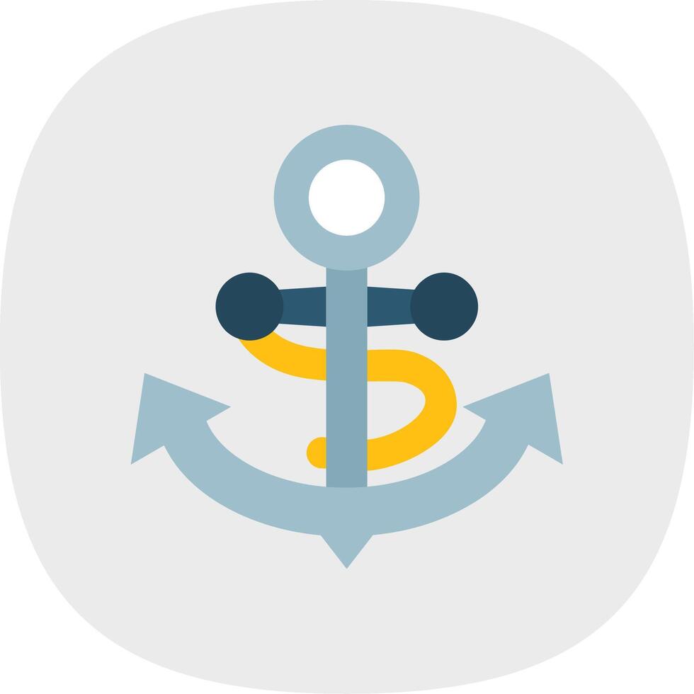 Anchor Flat Curve Icon vector