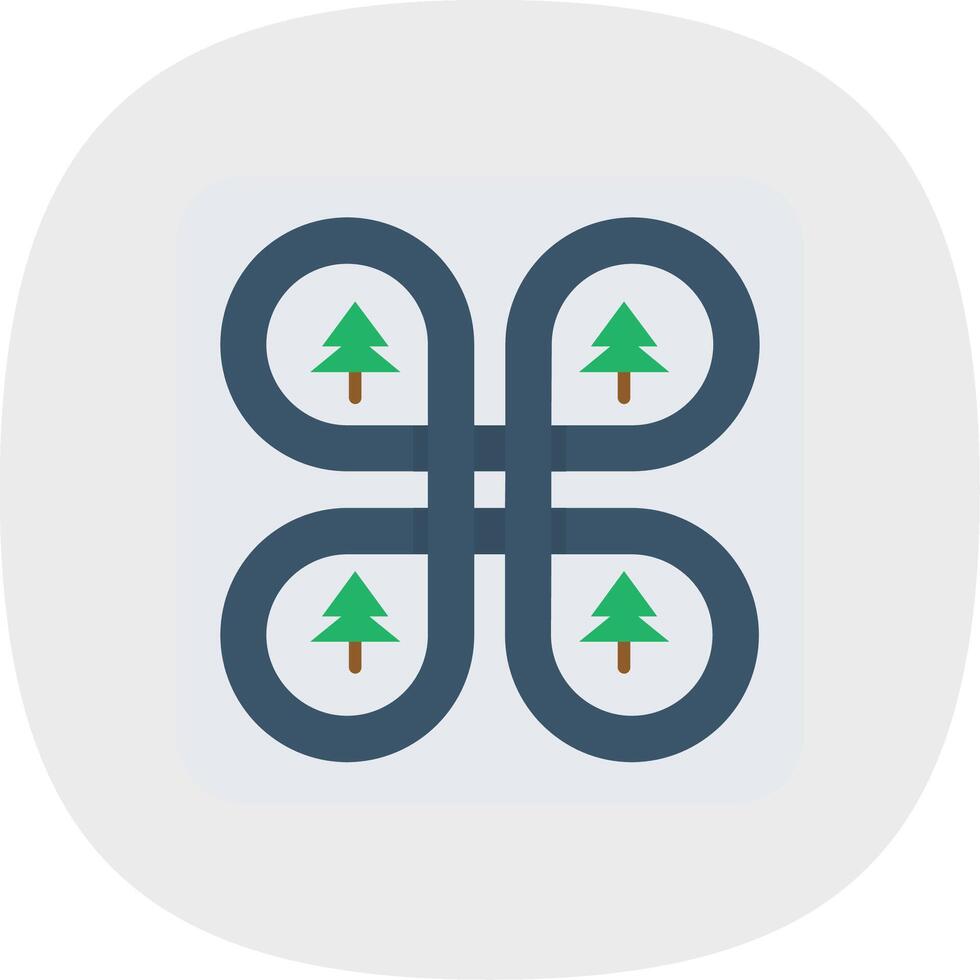 Overpass Flat Curve Icon vector