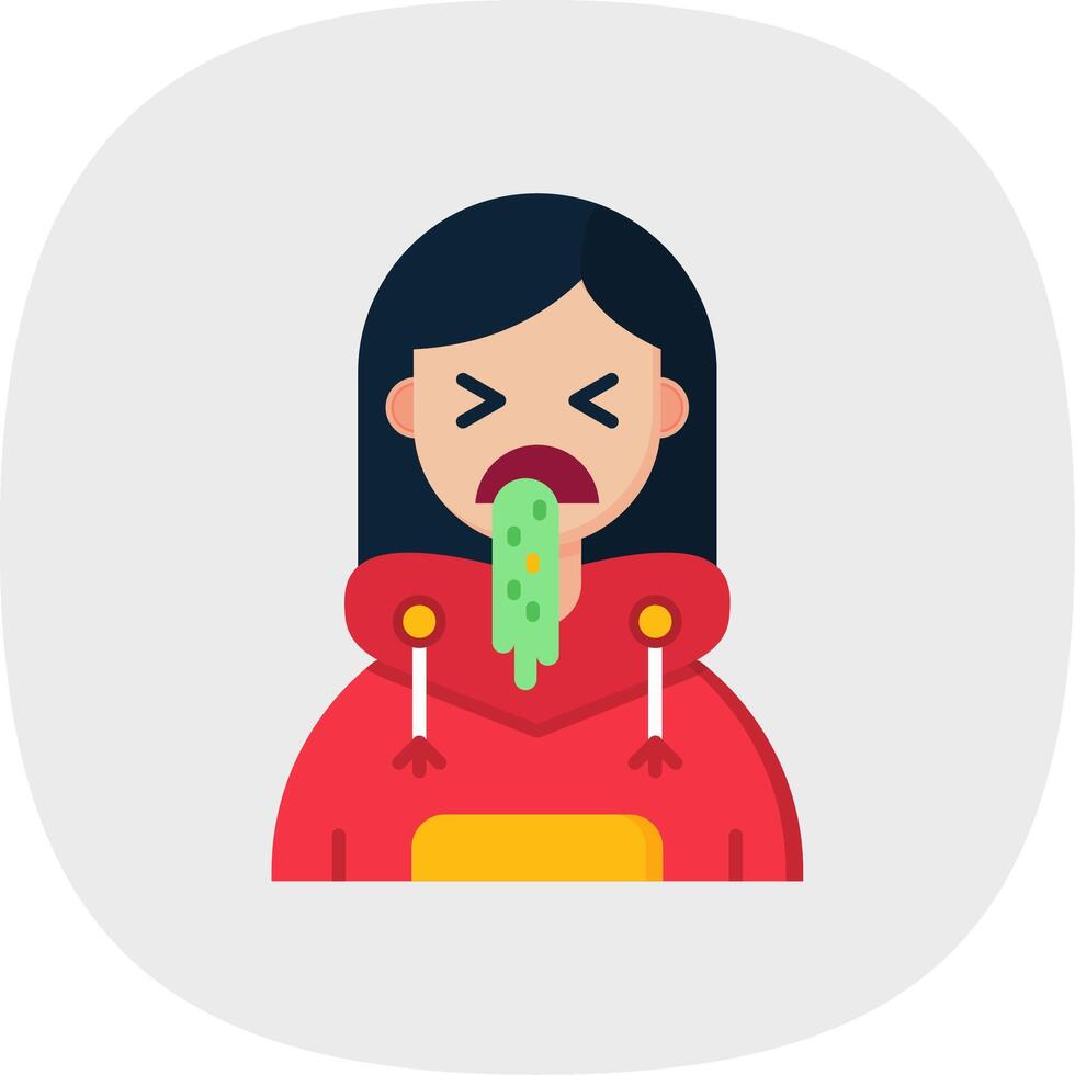 Vomit Flat Curve Icon vector