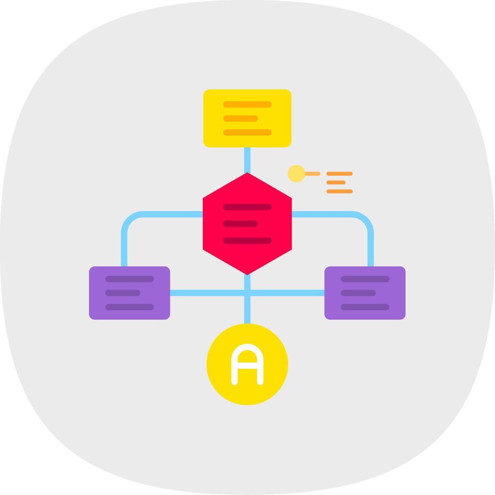 diagrama de flujo plano curva icono vector