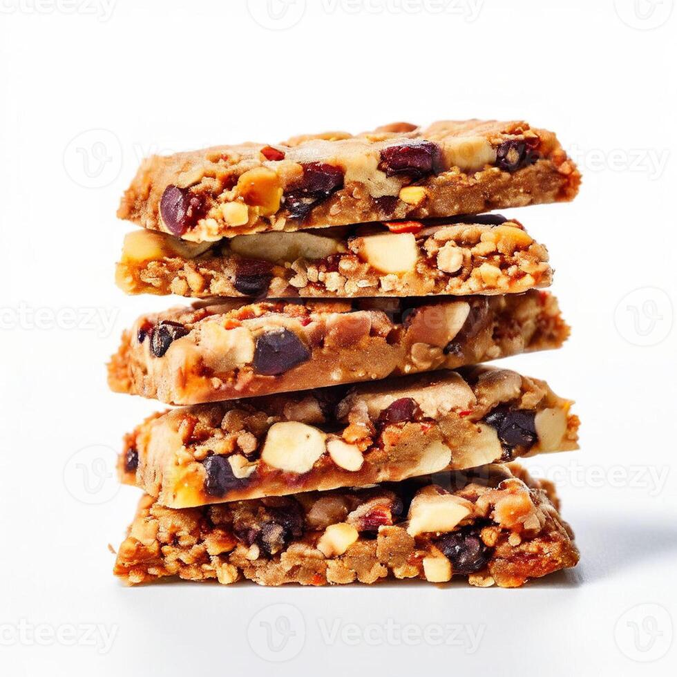 AI generated hemp granola bar isolated on white background photo