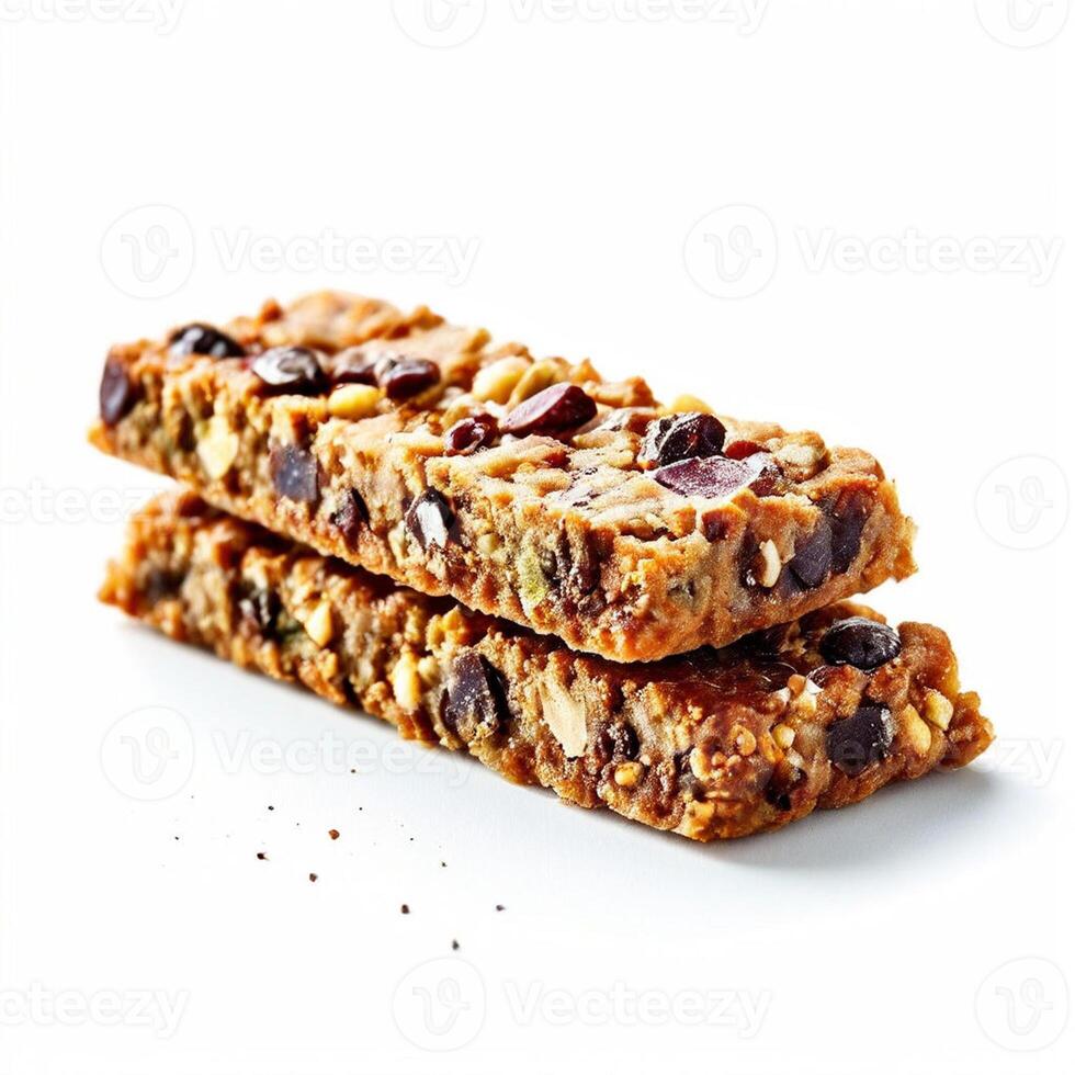 AI generated hemp granola bar isolated on white background photo