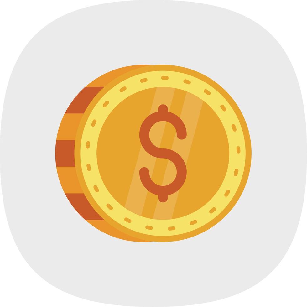 Dollar Flat Curve Icon vector
