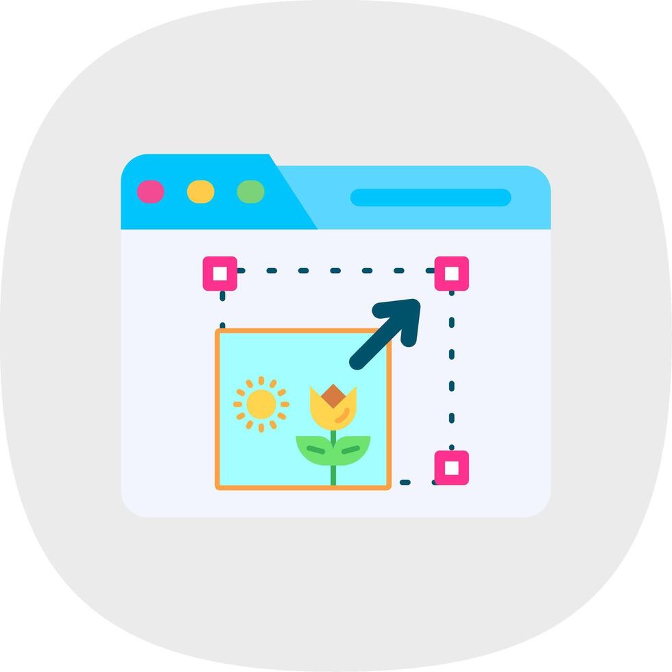 Resize Flat Curve Icon vector