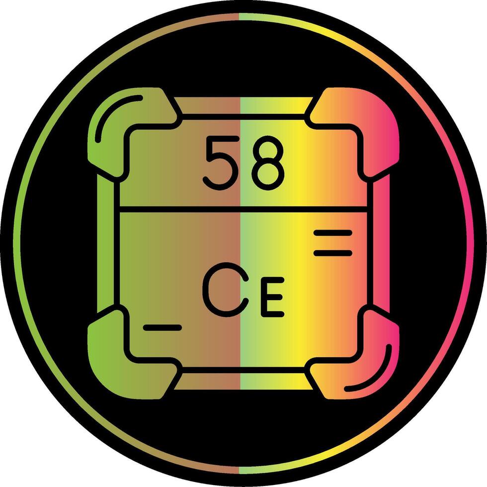 Cerium Glyph Due Color Icon vector