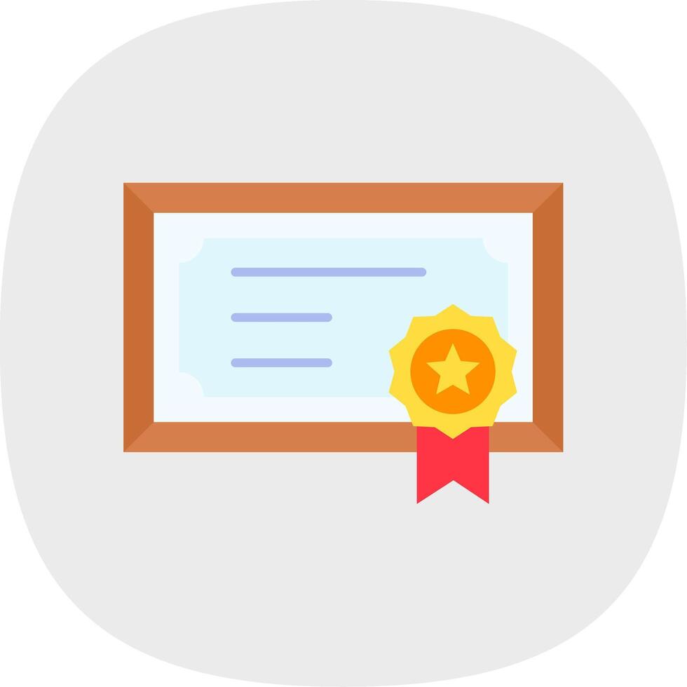 certificado plano curva icono vector