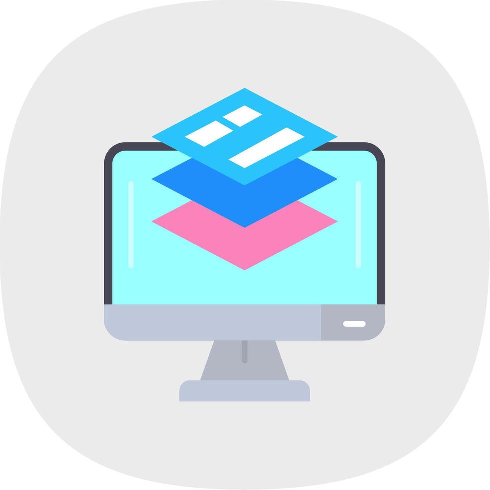 Layer Flat Curve Icon vector