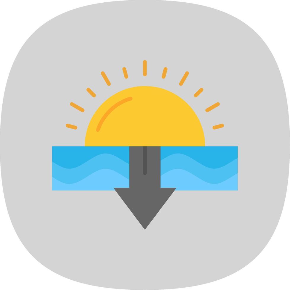 Sunset Flat Curve Icon vector