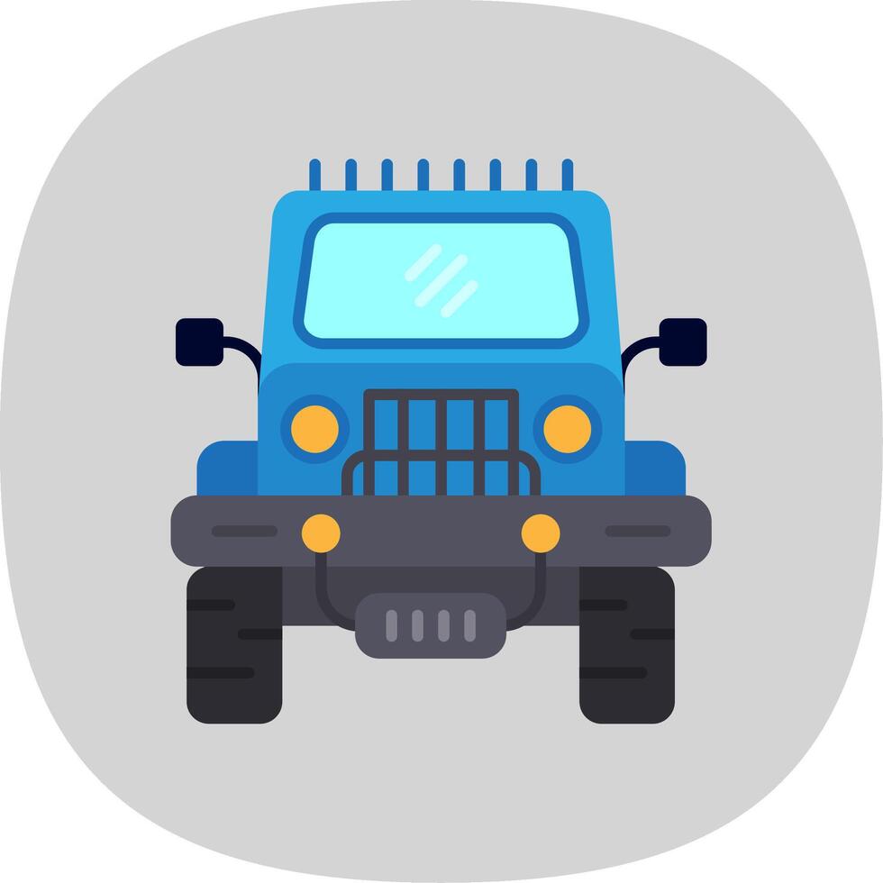 Jeep Flat Curve Icon vector