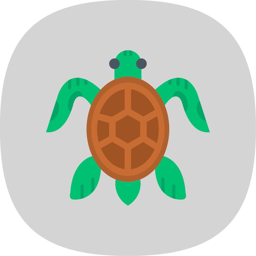 Tortuga plano curva icono vector