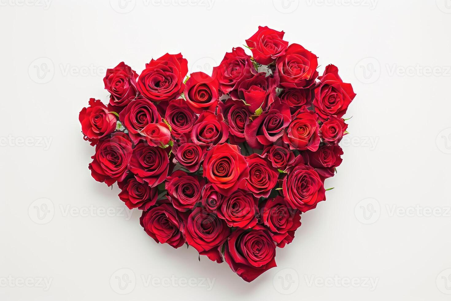 AI generated Valentines Day Rose Heart on White Background. photo