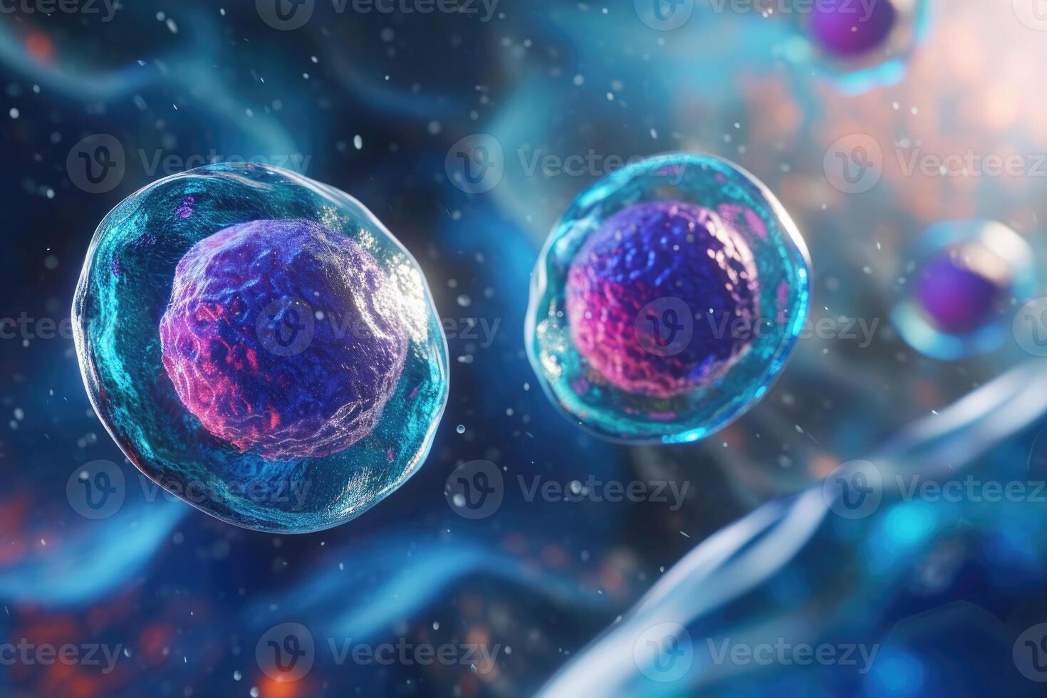 ai generado ilustración de células en humano adn sistema. foto