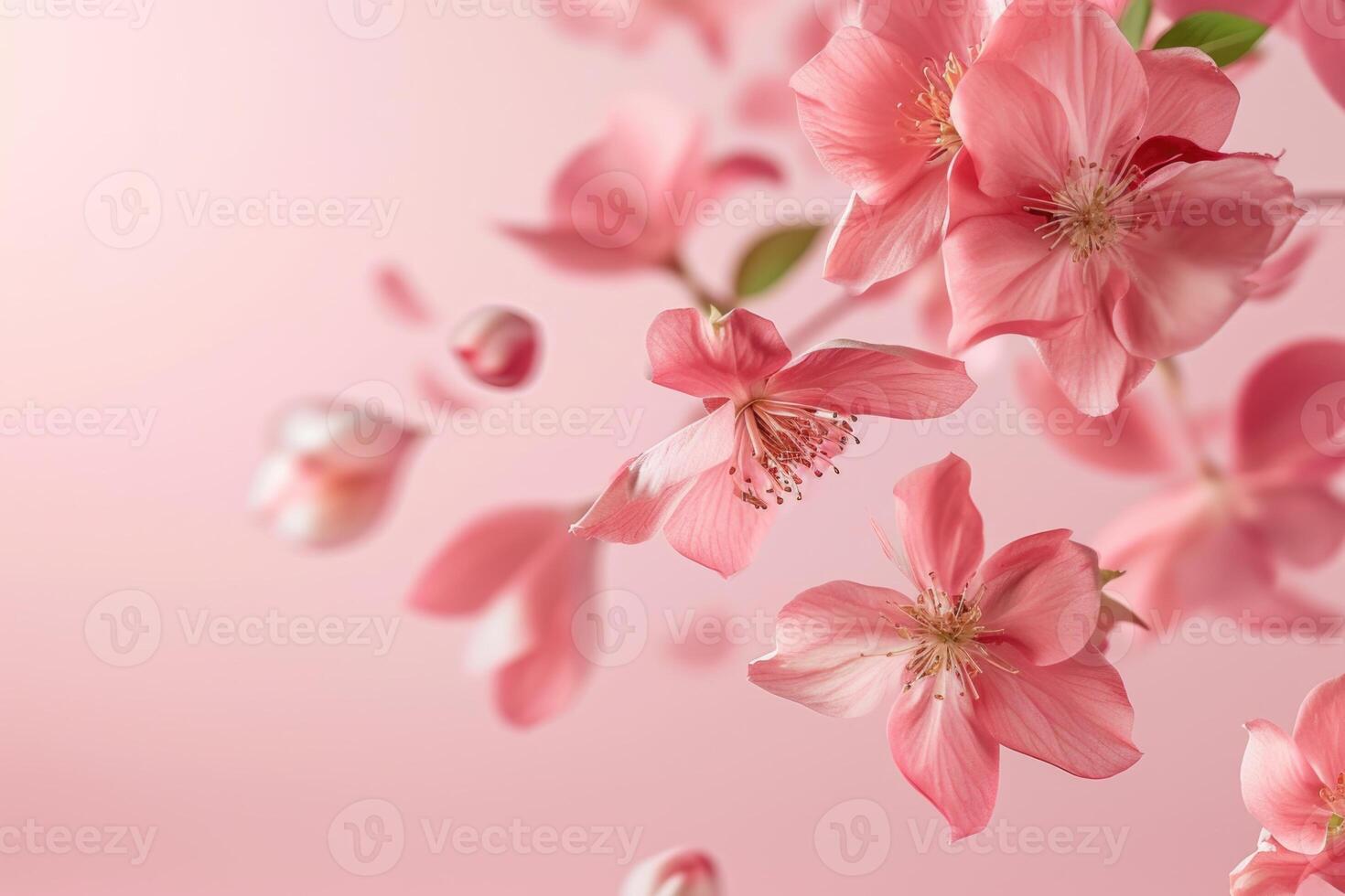 AI generated Quince blossom in zero gravity  high resolution image. photo